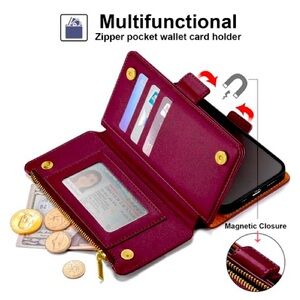 Iphone 11 Leather Phone case Shockproof Flip Folio Cover Credit Card Holder